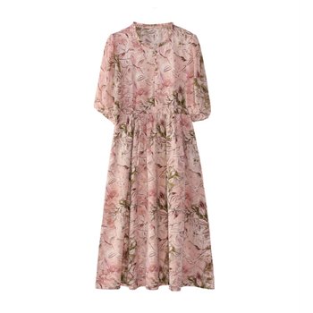
New mother-style large-size floral slim dress summer