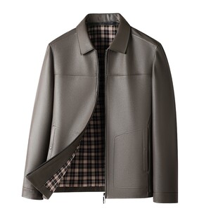 
[Sheepskin/Check Lining] Montagut Men's Genuine Leather Jacket Spring Lapel Leather Business High-end Jacket J