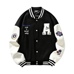 Wassup Happy Baseball Uniform Jacket Men's Spring Autumn And Winter New Ins Trendy Couple Large Size Casual Jacket