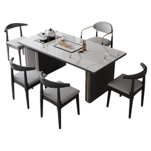 
Blue ideal light luxury rock slab tea table and chair combination balcony kettle integrated office simple tea table tea table