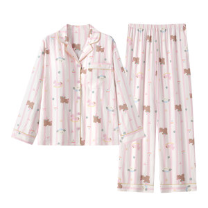 
Gongdie [light and soft] pajamas for women spring and autumn 2026 new long-sleeved cartoon with chest pad home clothes set autumn