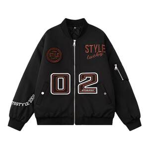 
mYes national trend letter baseball jacket men and women autumn and winter versatile loose couple bomber jacket cotton top