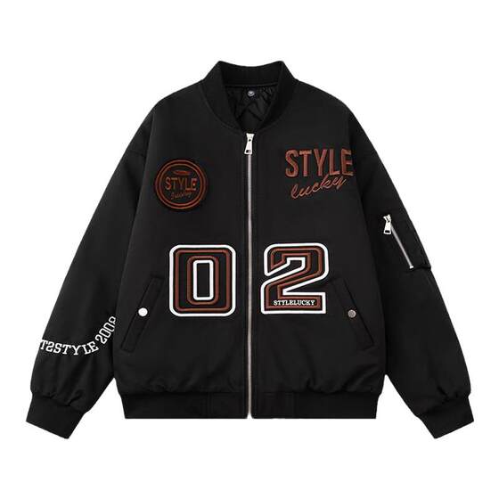 
mYes national trend letter baseball jacket men and women autumn and winter versatile loose couple bomber jacket cotton top