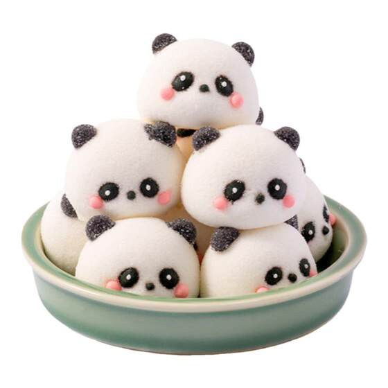 Panda head cotton candy cake decorative ornament Christmas New Year cute cartoon animal shape children baking