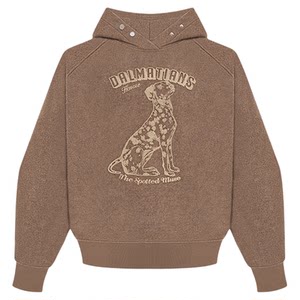 
HONORE Guyue Toothbrush Embroidered Dalmatian Worsted High Weight Three-dimensional Distressed Thickened Hooded Woolen Sweatshirt