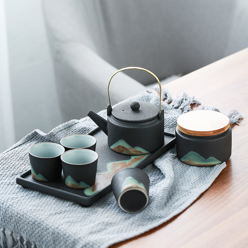 远山功夫茶具套装 手绘中式茶壶陶瓷办公室会客茶杯家用轻奢礼盒