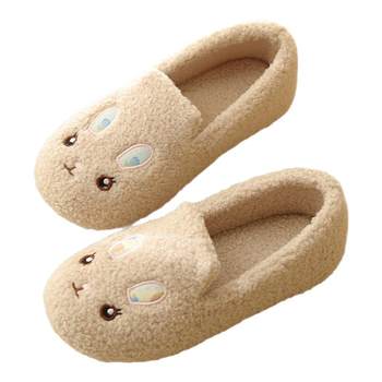 Cute indoor warm confinement shoes with non-slip heel