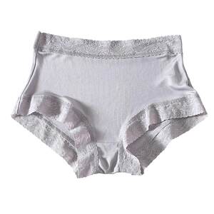
New knitted women's mid-waist underwear mulberry silk lace breathable seamless loose large size boxer briefs women's thin