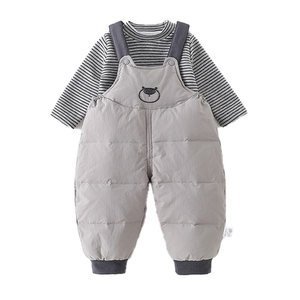 
New style of baby down overalls for fashionable Korean style handsome cute thickened white duck down baby crawling suit winter