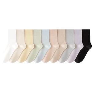 Socks for women's middle tube summer thin boneless socks loose large size spring and autumn postpartum confinement socks black and white long tube summer
