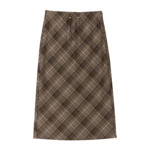 
Maternity skirt autumn and winter thickened velvet without belly support high waist plaid hip slit straight skirt long winter wear