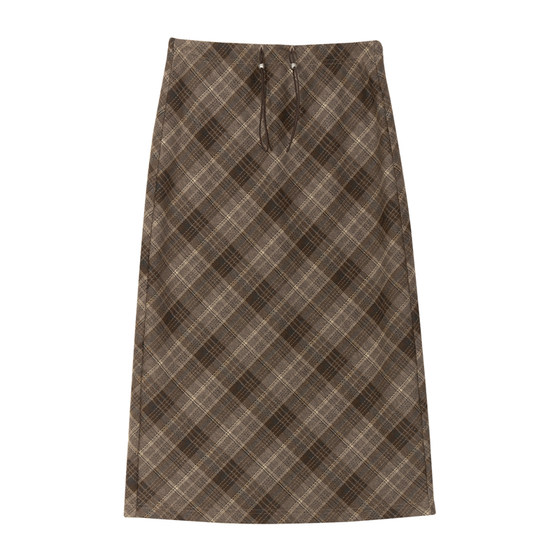 
Maternity skirt autumn and winter thickened velvet without belly support high waist plaid hip slit straight skirt long winter wear