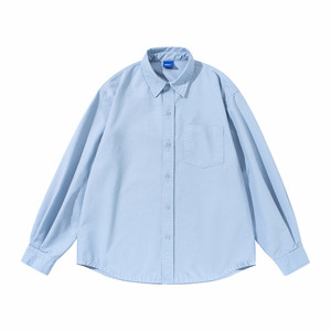 
Blue lapel washed denim shirt for boys 2026 new autumn loose casual solid color long-sleeved top jacket
