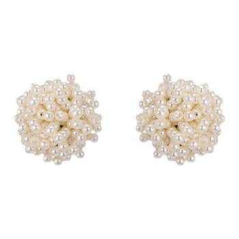 Indulging in the Garden~Exquisite Pearl Braided Flower Stud Earrings
