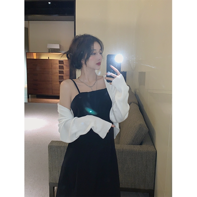 taobao agent Cardigan, retro set, slip dress, plus size
