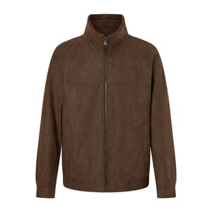 
POLOWALK men's leather jacket 2025 winter new men's retro style simple stand-up collar velvet jacket