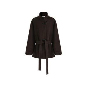 Fano Retro Horn Button Woolen Coat Women's 2025 Winter Small Short Woolen Coat Jacket