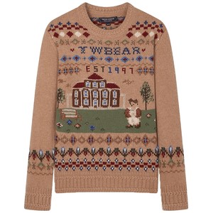 
TeenieWeenie Bear Women's Simple Style Round Neck Sweater Winter Colorful Jacquard Wool Loose Top