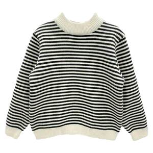 
Boys sweater pullover plus velvet autumn and winter medium-sized children's fashionable boys and children's integrated velvet striped knitted base shirt