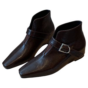 
[TFM]Inner height increased by 5CM~Boots for women 2026 early spring new European and American style square toe short boots slimming fashion boots