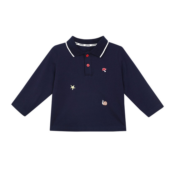 
Little O Dad Baby Boy Baby Long Sleeve T-Shirt Spring and Autumn Category A 2026 New Embroidered Baby POLO Top