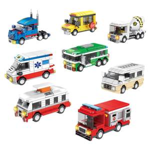 
City car building block series fire truck engineering car model children's car assembly boy girl educational toys