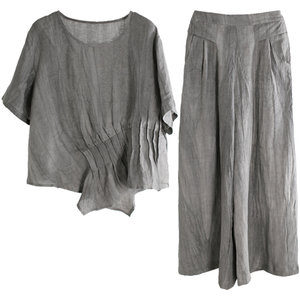 
Xifeng summer retro nostalgic linen suit irregular loose belly-covering slimming shirt personalized Zen tea suit Buddha