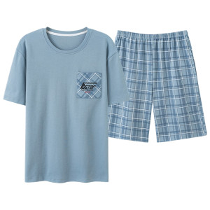 
Fentenkian men's pajamas summer pure cotton shorts shorts teenagers thin cotton men's home clothing set