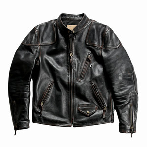 
Tea core horsehide venom leather jacket, American tough guy motorcycle leather jacket, trendy men's stand-up collar slim leather jacket