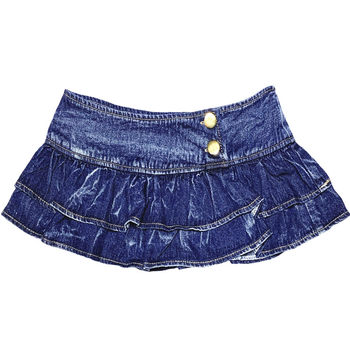 Puffy skirt denim ultra -low waist mini skirt mini short skirt
