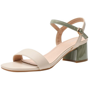 Fashion temperament sandals for women summer fairy style medium heel thick heel 2026 new women's shoes one-line buckle high heel hot style