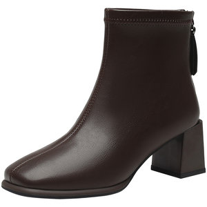 
Dadong Fashion Boots Women's Shoes 2025 Winter New Style Casual Elegant Thick Heels Rear Zipper Square Toe High Heels 0109A