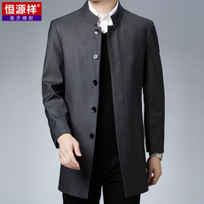 Ветровка мужская 恒源祥中长款风衣男士春秋季商务休闲中老年爸爸宽松大码外套上衣