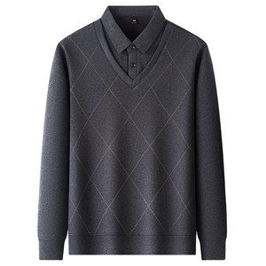 
Dad's winter holiday two-piece sweatshirt with velvet and thickening new middle-aged men's warm inner sweater middle-aged and elderly men's clothing