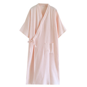 
Summer short-sleeved nightgown women's nightgown pure cotton gauze pajamas 2026 new lace-up bathrobe sweat steaming cotton home clothes