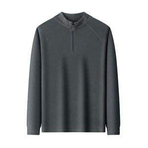 
Double-sided German velvet sweatshirt men's winter warm zipper half-high neck bottoming shirt ragdolls sleeves T-shirt grinding solid color inner wear