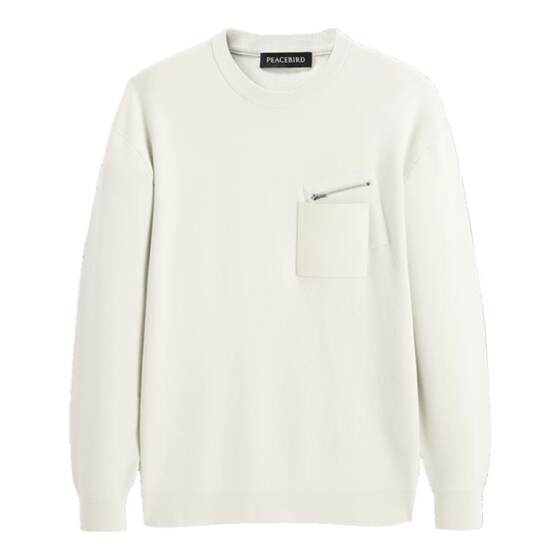 
Peacebird men's round neck casual sweater warm work sweater pullover solid color fashion pocket sweater trendy