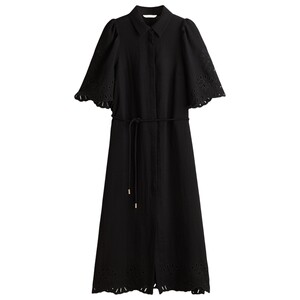 
HM Summer Women's Fashion Casual Hollow Embroidered Shirt Dress 1292807