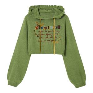 Chemical Girl Moss Tossoga Experiment Retro Hooded Short Ware Sleeve Terminal Hand -painted Hand -painted Printing Sweater