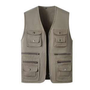 
Vest for middle-aged and elderly people 2026 spring and summer men's multi-pocket pure cotton workwear vest for dad outdoor fishing vest