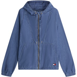 
Tommy autumn and winter men's pure cotton American outdoor trendy small plaid embroidered light hooded loose denim jacket