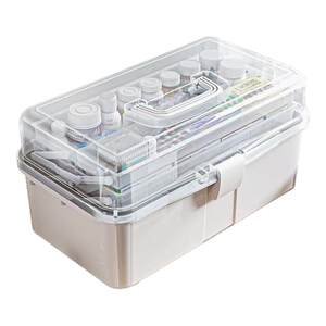 
Multi-layer tool organizer box cosmetics storage box desktop high-end dustproof large capacity storage thickened multifunctional suitcase medicine box sewing storage box pedicure hardware sewing manicure box