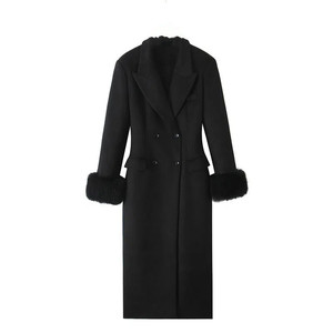
Milu's large-size women's clothing, winter high-end temperament, waist-hugging long wool jacket, fat mm slimming wool coat