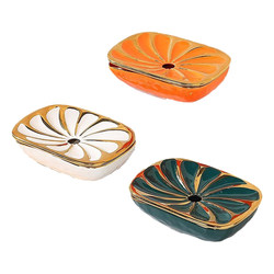 Light luxury ceramic soap box drain soap dish