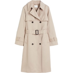 
HM women's windbreaker autumn commuter British style twill double-breasted large lapel silhouette windbreaker 1202758