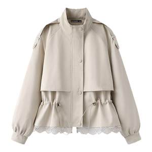 
La Chapelle/La Chapelle waist-closing drawstring stand collar windbreaker for women's spring new casual small jacket