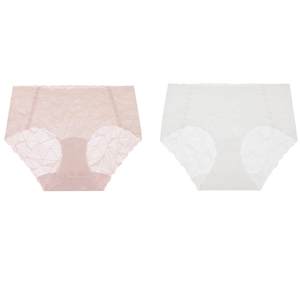 [2 packs] Aimu Light and Shadow Women's Underwear Antibacterial Cotton Bottom Crotch Clean Stains Light Lace Mid-Wait Boxer