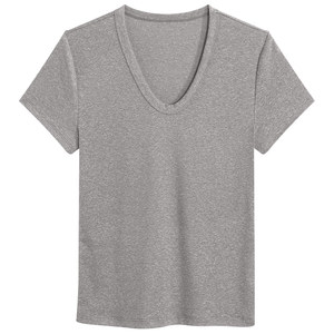 
[Smiley Face Linen] 2026 New Goose Egg Collar Tencel Linen Right Shoulder Slim Short Sleeve T-Shirt Women’s Versatile Top