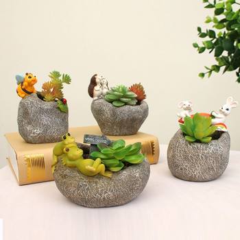 
Nanyuan Chuanfang Creative Pastoral Song Landscape Resin Flower Pot Micro Gardening Meat Flower Pot Multi-Home Decoration
