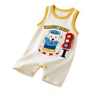 
0-2 years old baby conjoined newborn summer modal sleeveless short-sleeved thin baby air-conditioned clothes summer clothes
